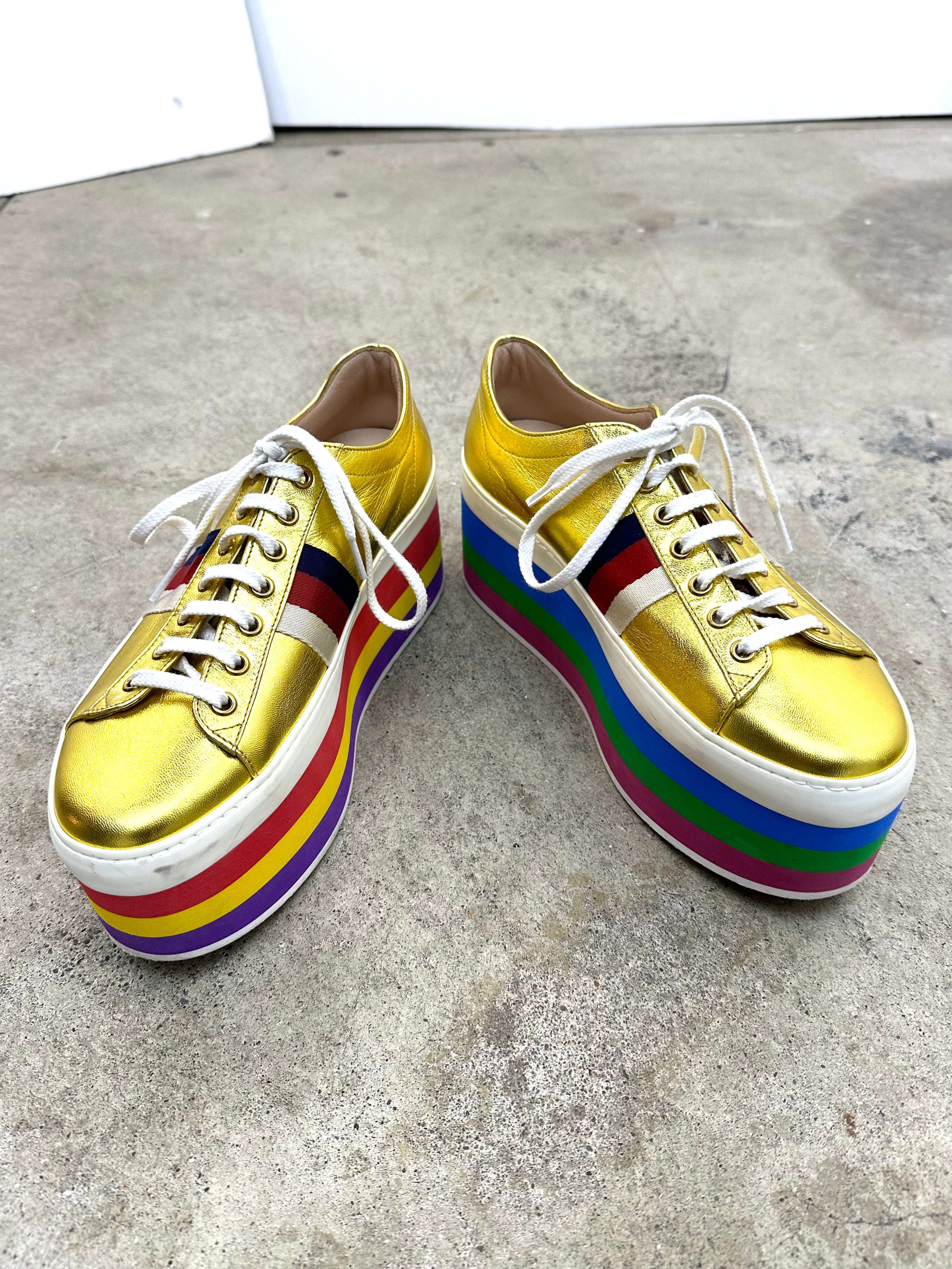 2016 Gucci Peggy Rainbow Platform Mercy Vintage